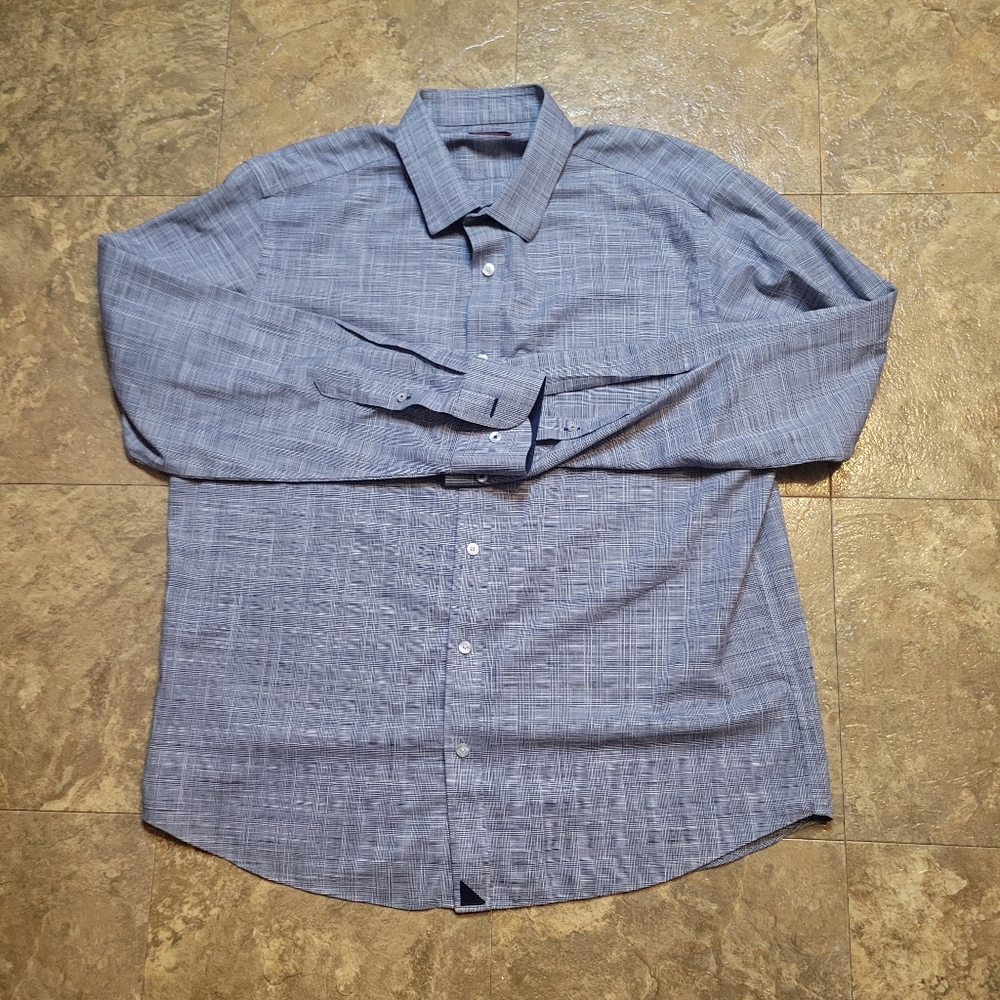 Untuckit Avellino Wrinkle Free Shirt Mens XL Gray Button Up LS Houndstooth